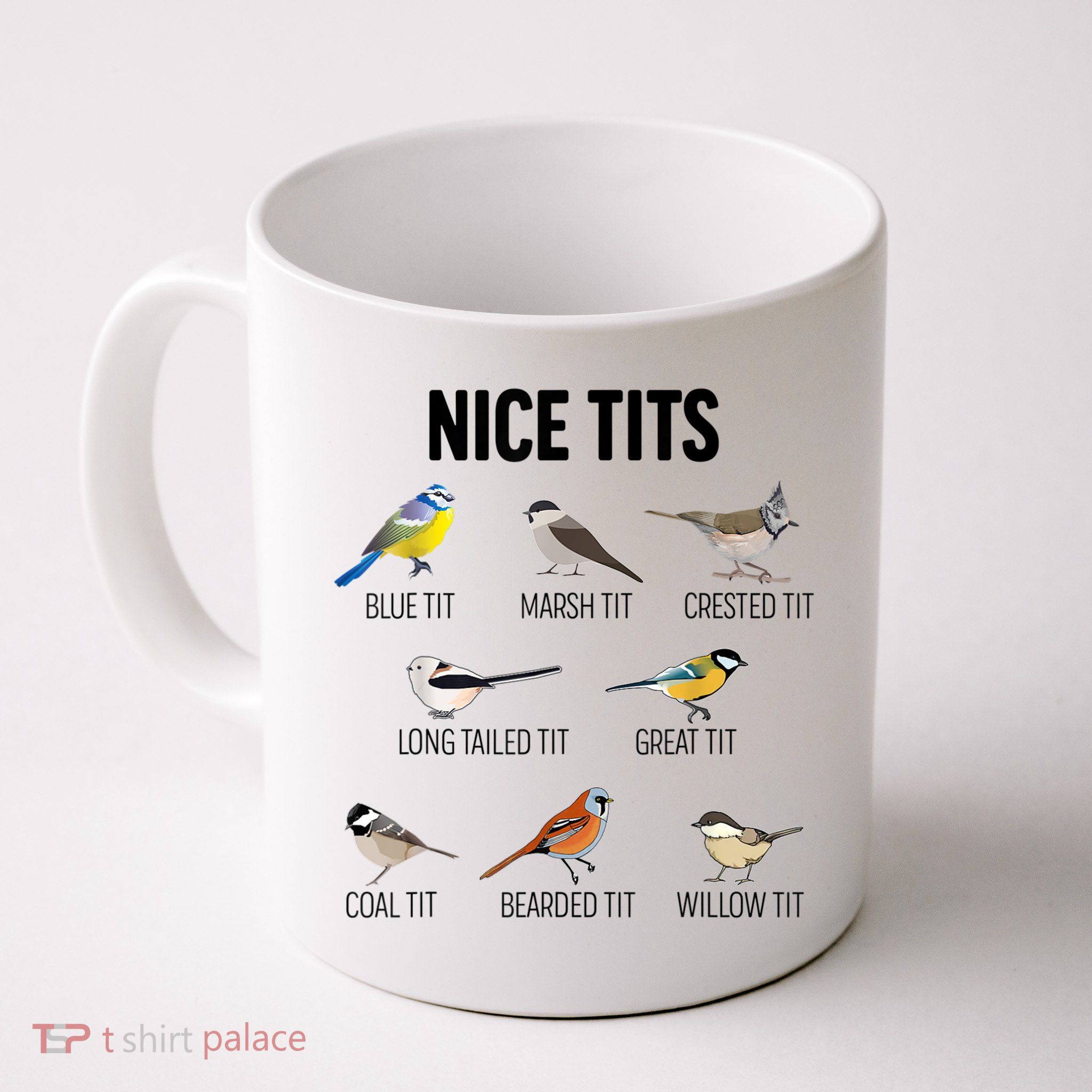 Nice Tits Pun Joke Funny Bird Lover Enthusiast Birdwatcher Mug