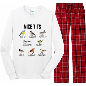 Nice Tits Pun Joke Funny Bird Lover Enthusiast Birdwatcher Long Sleeve Pajama Set