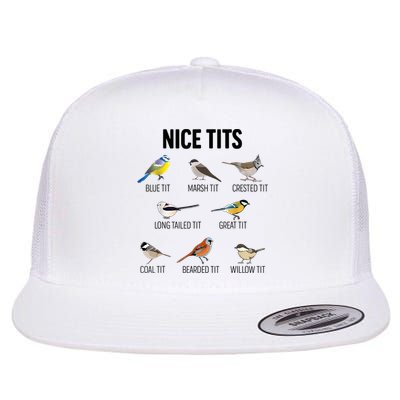 Nice Tits Pun Joke Funny Bird Lover Enthusiast Birdwatcher Flatbill Hat
