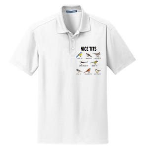 Nice Tits Pun Joke Funny Bird Lover Enthusiast Birdwatcher Dry Zone Grid Polo