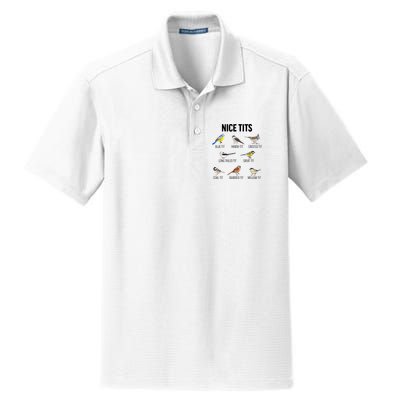 Nice Tits Pun Joke Funny Bird Lover Enthusiast Birdwatcher Dry Zone Grid Polo