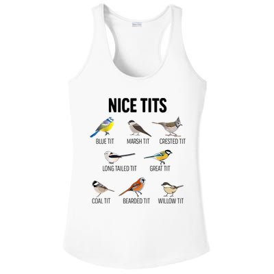 Nice Tits Pun Joke Funny Bird Lover Enthusiast Birdwatcher Ladies PosiCharge Competitor Racerback Tank