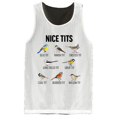 Nice Tits Pun Joke Funny Bird Lover Enthusiast Birdwatcher Mesh Reversible Basketball Jersey Tank