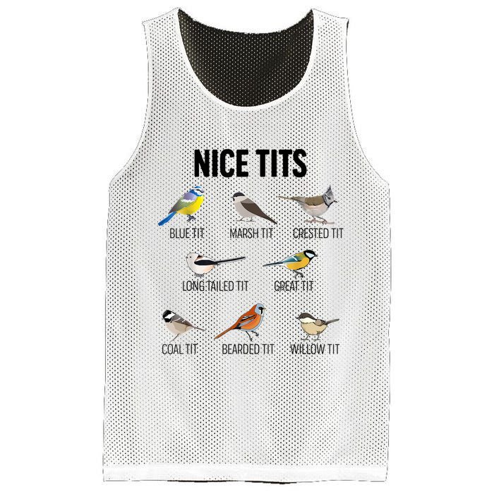 Nice Tits Pun Joke Funny Bird Lover Enthusiast Birdwatcher Mesh Reversible Basketball Jersey Tank