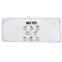 Nice Tits Pun Joke Funny Bird Lover Enthusiast Birdwatcher Large Microfiber Waffle Golf Towel