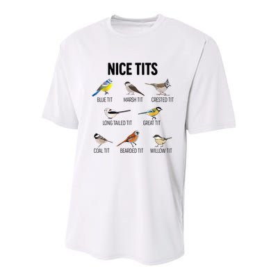 Nice Tits Pun Joke Funny Bird Lover Enthusiast Birdwatcher Youth Performance Sprint T-Shirt