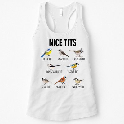 Nice Tits Pun Joke Funny Bird Lover Enthusiast Birdwatcher Womens Tank Top