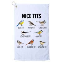 Nice Tits Pun Joke Funny Bird Lover Enthusiast Birdwatcher Golf Towel