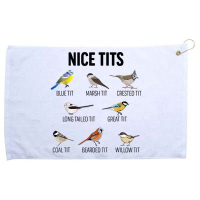 Nice Tits Pun Joke Funny Bird Lover Enthusiast Birdwatcher Grommeted Golf Towel