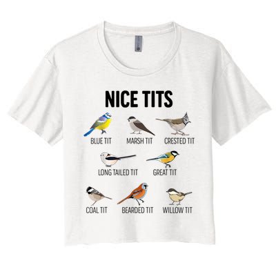 Nice Tits Pun Joke Funny Bird Lover Enthusiast Birdwatcher Crop Top