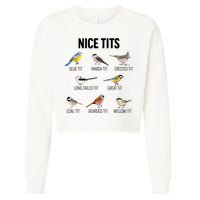 Nice Tits Pun Joke Funny Bird Lover Enthusiast Birdwatcher Cropped Pullover Crew