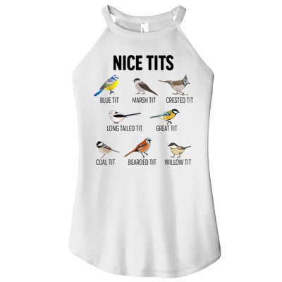Nice Tits Pun Joke Funny Bird Lover Enthusiast Birdwatcher Women's Perfect Tri Rocker Tank