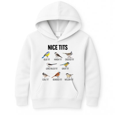 Nice Tits Pun Joke Funny Bird Lover Enthusiast Birdwatcher Kids Hoodie