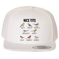 Nice Tits Pun Joke Funny Bird Lover Enthusiast Birdwatcher Wool Snapback Cap