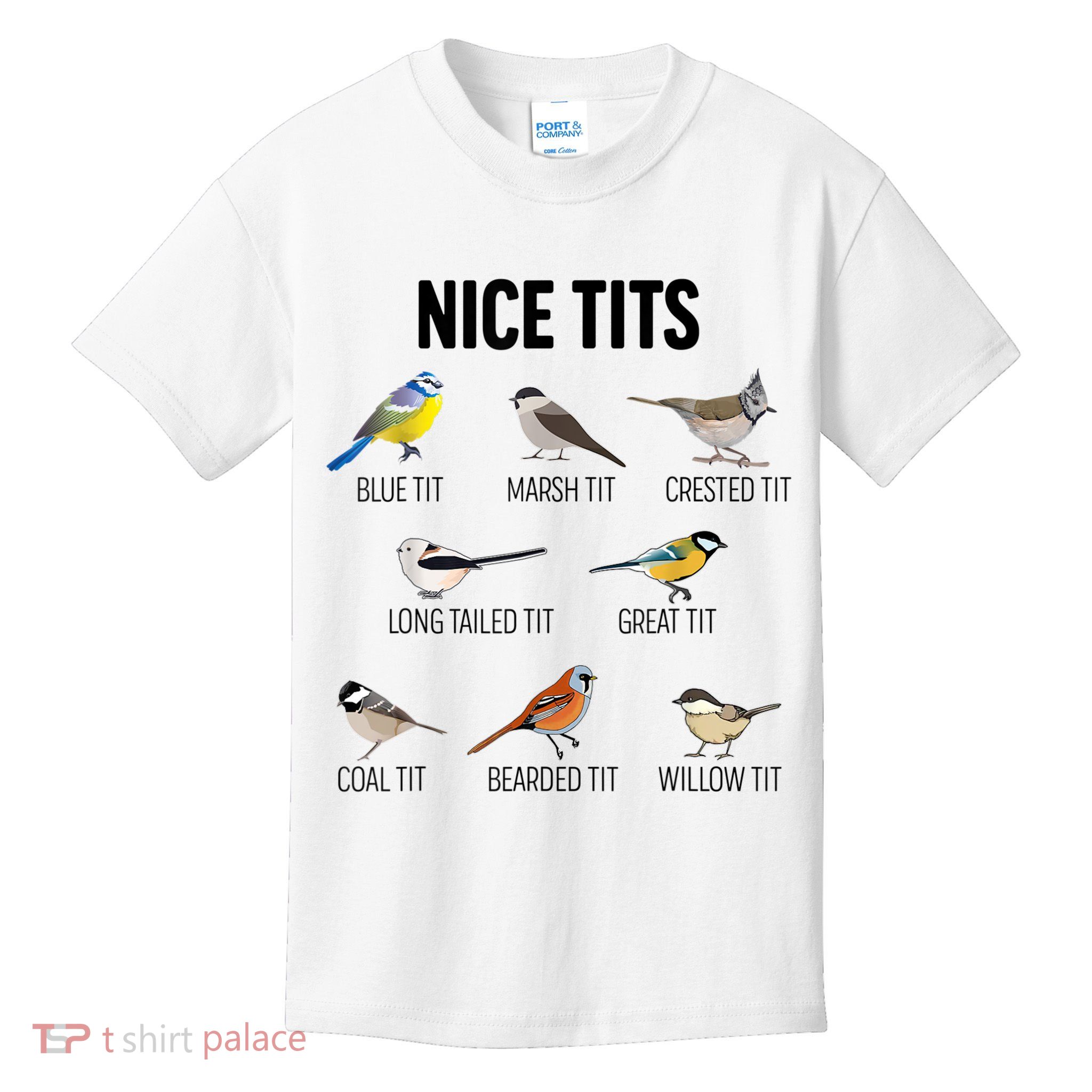Nice Tits Pun Joke Funny Bird Lover Enthusiast Birdwatcher Kids T-Shirt