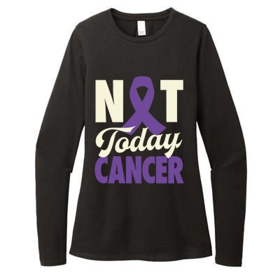 Not Today Pancreatic Cancer Purple Ribbon Awareness Gift Womens CVC Long Sleeve Shirt