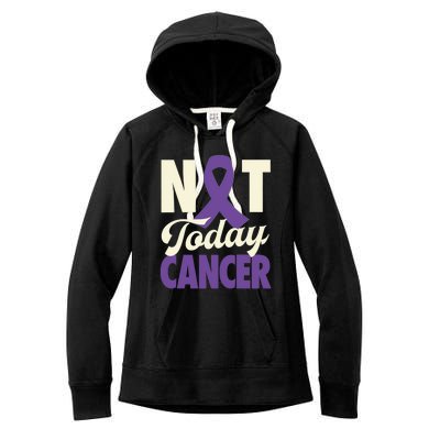 Not Today Pancreatic Cancer Purple Ribbon Awareness Gift Women's Fleece Hoodie