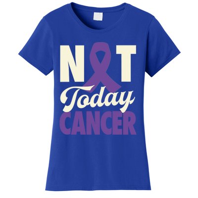 Not Today Pancreatic Cancer Purple Ribbon Awareness Gift Women's T-Shirt