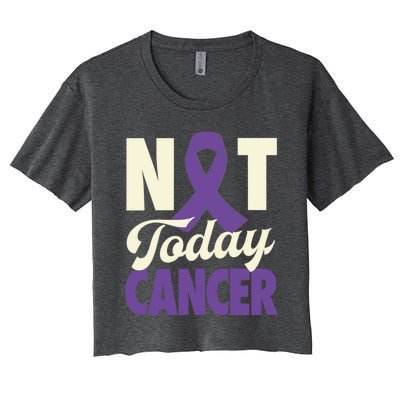 Not Today Pancreatic Cancer Purple Ribbon Awareness Gift Women's Crop Top Tee