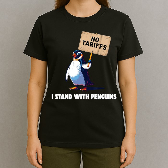 No Tariffs Penguin Protest Heard Island I Stand With Penguin  T-Shirt