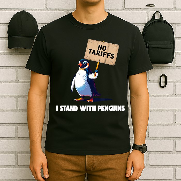 No Tariffs Penguin Protest Heard Island I Stand With Penguin  T-Shirt