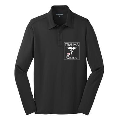 Nurse Trauma Queen Gift Silk Touch Performance Long Sleeve Polo