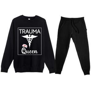 Nurse Trauma Queen Gift Premium Crewneck Sweatsuit Set