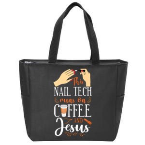 Nail Tech Quote Work Uniform Nail Polish Coffee Jesus Zip Tote Bag