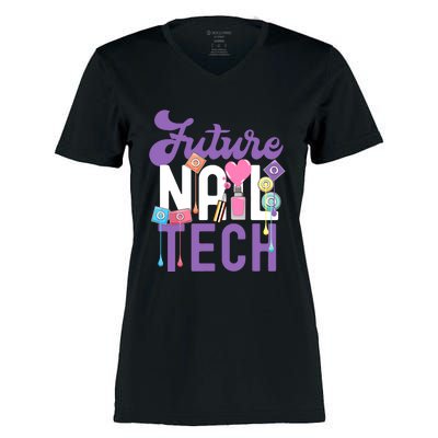 Nail Tech Quote Work Uniform Nail Polish Future Women's Momentum V-Neck T-Shirt