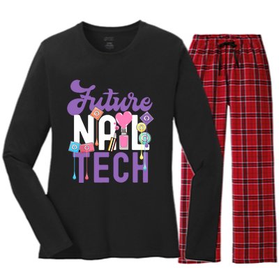 Nail Tech Quote Work Uniform Nail Polish Future Women's Long Sleeve Flannel Pajama Set 