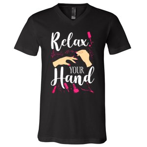 Nail Tech Quote Work Uniform Nail Polish V-Neck T-Shirt