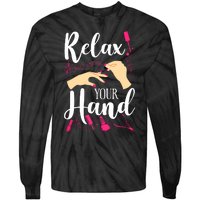 Nail Tech Quote Work Uniform Nail Polish Tie-Dye Long Sleeve Shirt