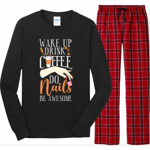 Nail Tech Quote Work Uniform Coffee Nail Polish Long Sleeve Pajama Set