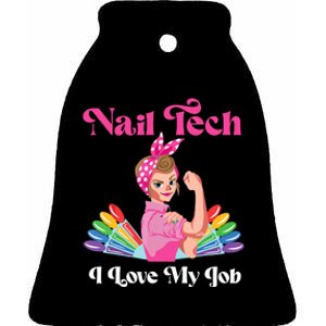 Nail Tech Quote Work Uniform Nail Polish Ceramic Bell Ornament