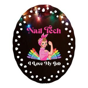 Nail Tech Quote Work Uniform Nail Polish Ceramic Oval Ornament