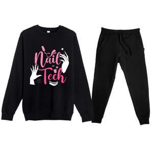 Nail Tech Quote Work Uniform Nail Polish Premium Crewneck Sweatsuit Set