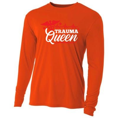 Nurse Trauma Queen Gift Cooling Performance Long Sleeve Crew