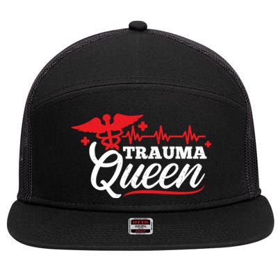 Nurse Trauma Queen Gift 7 Panel Mesh Trucker Snapback Hat