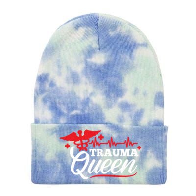 Nurse Trauma Queen Gift Tie Dye 12in Knit Beanie