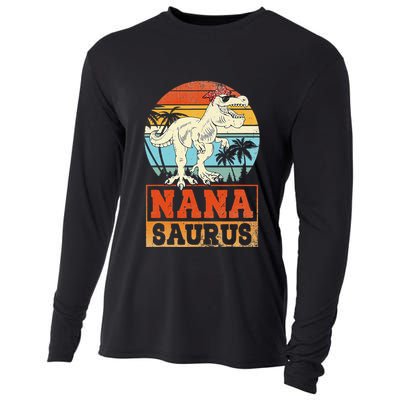 Nanasaurus T Rex Dinosaur Nana Saurus Family Matching Cooling Performance Long Sleeve Crew