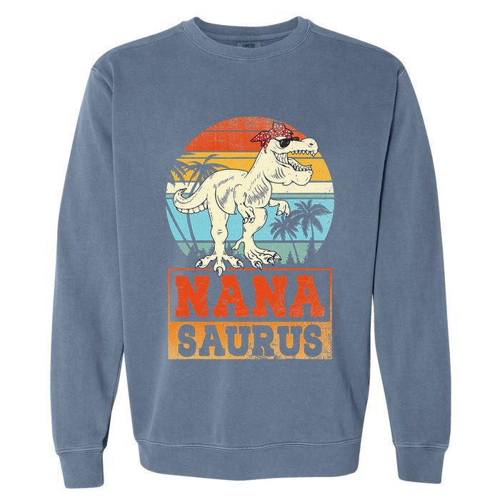 Nanasaurus T Rex Dinosaur Nana Saurus Family Matching Garment-Dyed Sweatshirt