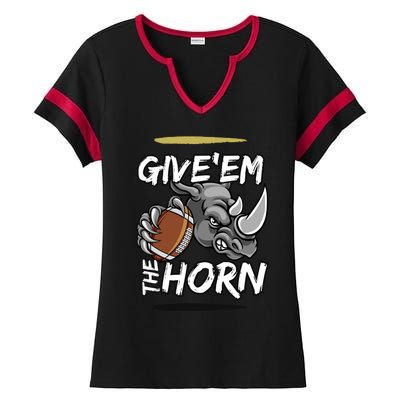 NORTH TEXAS RHINOS GIVE EM THE HORN Ladies Halftime Notch Neck Tee