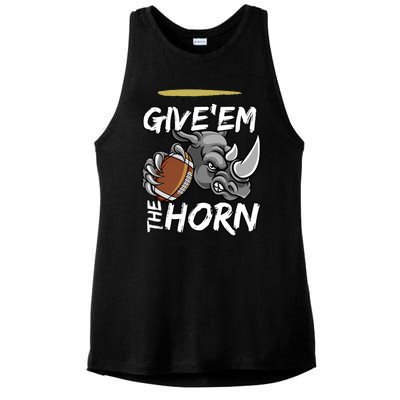 NORTH TEXAS RHINOS GIVE EM THE HORN Ladies PosiCharge Tri-Blend Wicking Tank