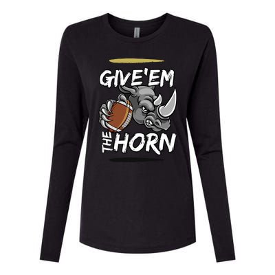 NORTH TEXAS RHINOS GIVE EM THE HORN Womens Cotton Relaxed Long Sleeve T-Shirt