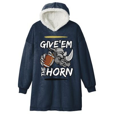 NORTH TEXAS RHINOS GIVE EM THE HORN Hooded Wearable Blanket