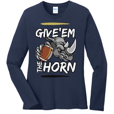 NORTH TEXAS RHINOS GIVE EM THE HORN Ladies Long Sleeve Shirt