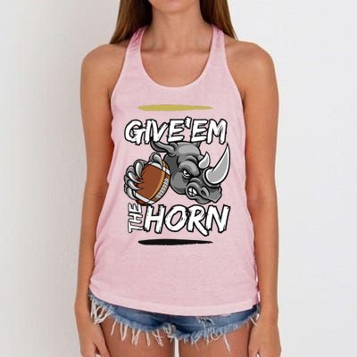 NORTH TEXAS RHINOS GIVE EM THE HORN Women's Knotted Racerback Tank