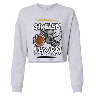 NORTH TEXAS RHINOS GIVE EM THE HORN Cropped Pullover Crew