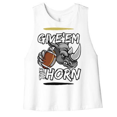 NORTH TEXAS RHINOS GIVE EM THE HORN Women's Racerback Cropped Tank