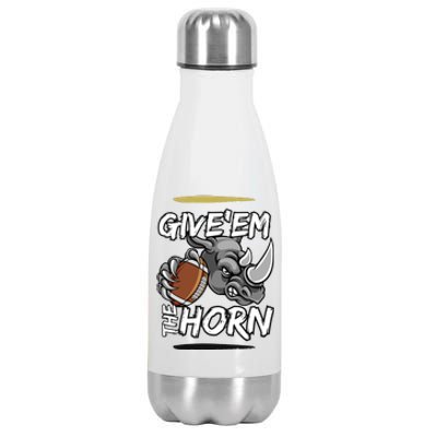 NORTH TEXAS RHINOS GIVE EM THE HORN Stainless Steel Insulated Water Bottle